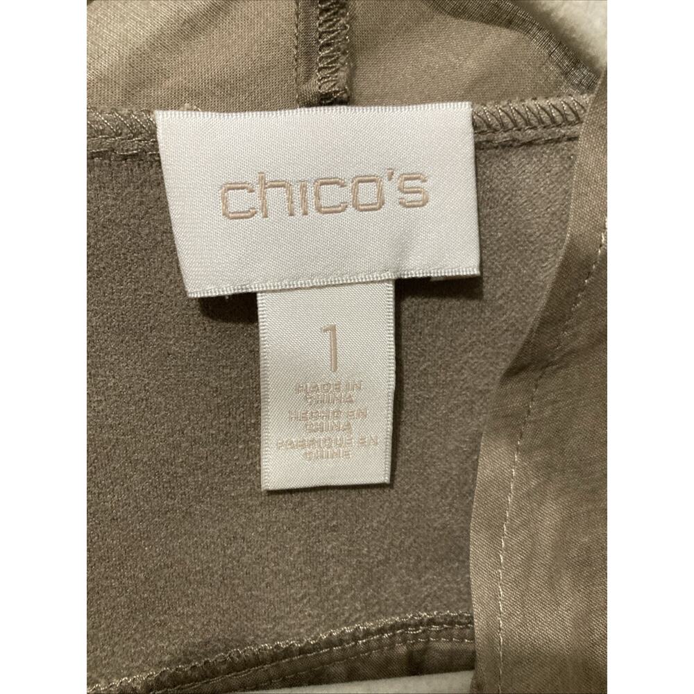 Chico’s Faux Suede Fringe Open Front Jacket Top Taupe Size 1 (M-8) Boho Western - Picture 5 of 9